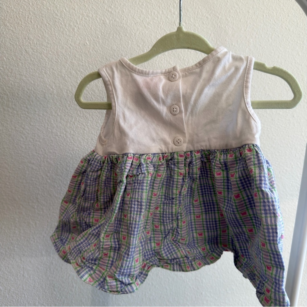 Goodlad Baby Girls Plaid Butterfly Dress 9M Pink Blue Sleeveless Easter - Picture 4 of 5